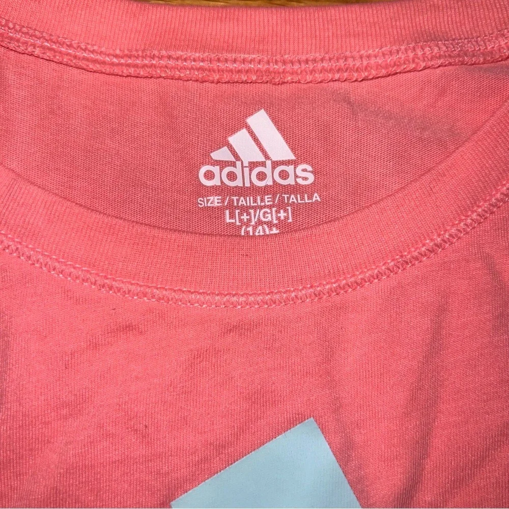 Adidas Youth Girl Large Pink Graphic‎ Logo Athletic Crew Neck Sleeveless Top